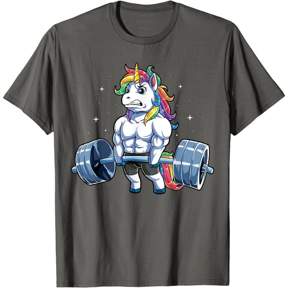 Unicorn Weightlifting Deadlift Fitness Gym Barbell Unisex T-Shirt for Men Women Kids Toddler,Charcoal Color,Size YM