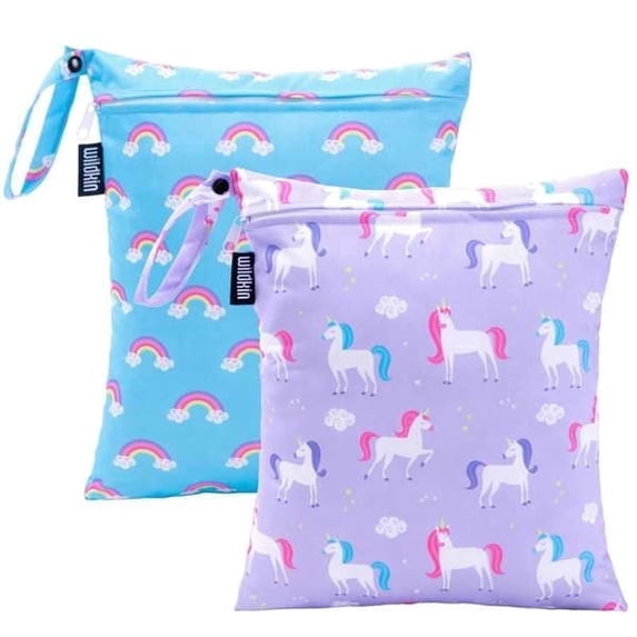Wildkin Unicorn Wet Bag Set, Reusable Waterproof Bags for Swim, Gym, School & Travel Essentials
