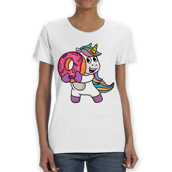 Unicorn With A Donut T-Shirt Women -SPIdeals Designs, Female 5X-Large
