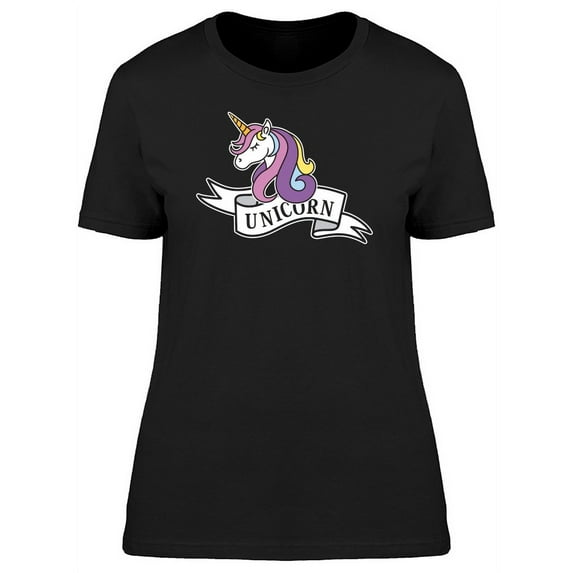 Unicorn With B&W Ribbon Tee Women's -Image by Shutterstock