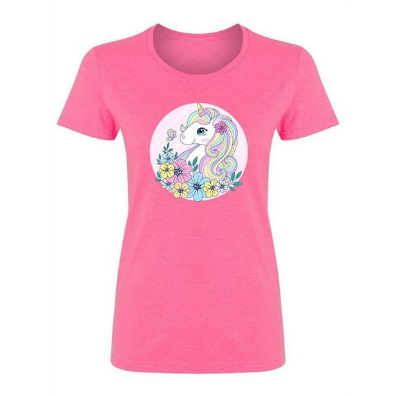 Unicorn With Colored Flowers Shaped Tee Women's -Image by Shutterstock