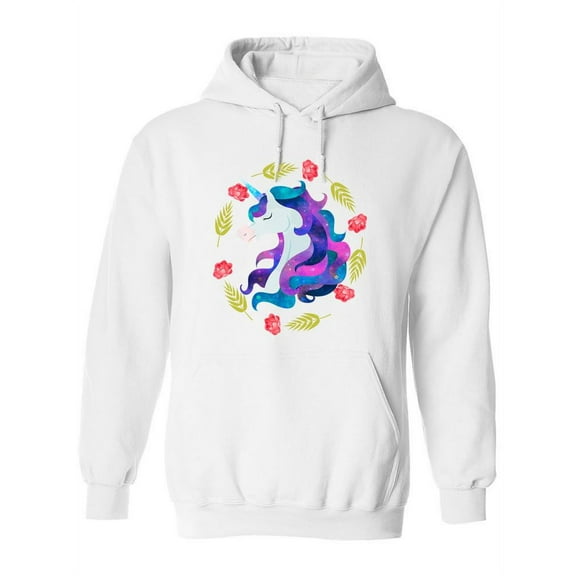 Unicorn With Flower Circle Hoodie Women -SPIdeals Designs, Female Small