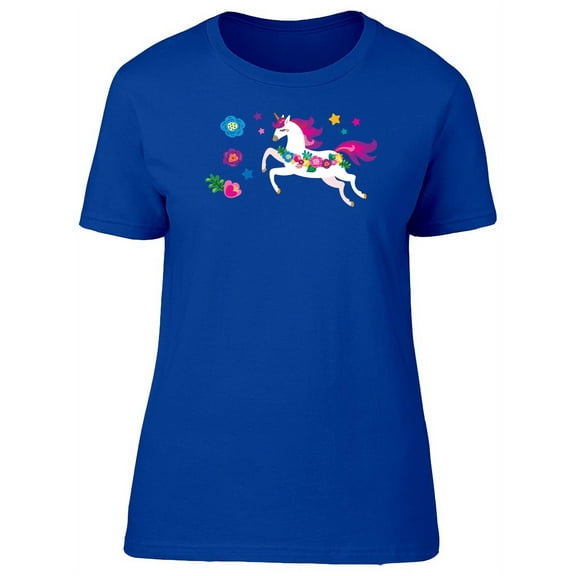 Unicorn With Flowers T-Shirt Women -Image by Shutterstock, Female Small