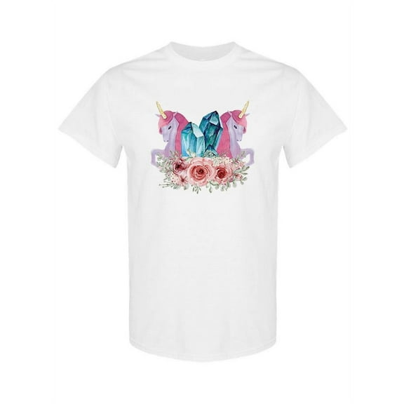 Unicorn With Gems And Flowers T-Shirt Women -SPIdeals Designs, Female Large