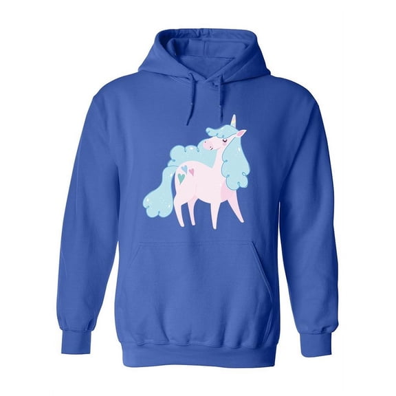 Unicorn With Long Blue Mane Hoodie Women -Image by Shutterstock, Female Large