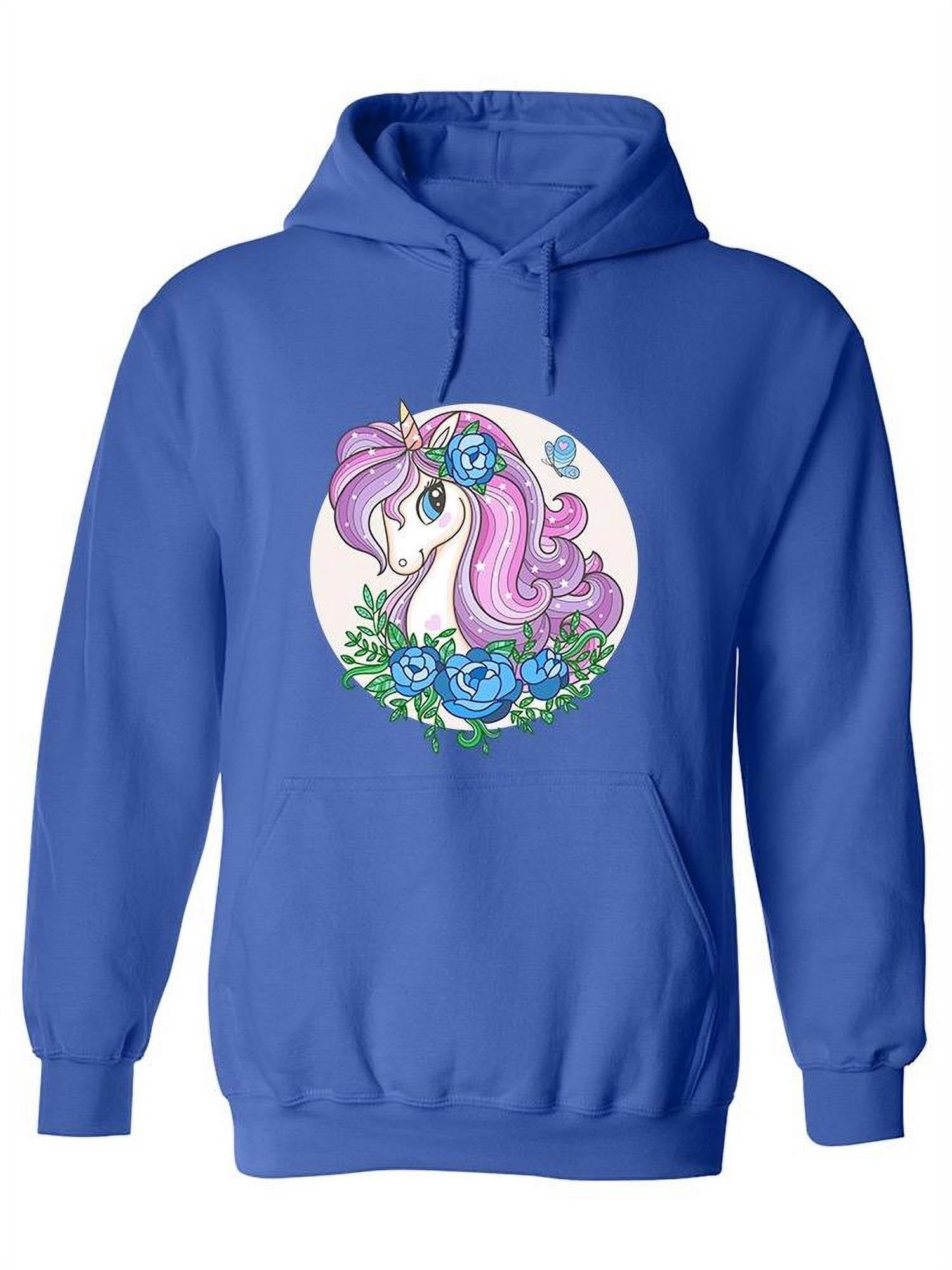 Unicorn Floral Pattern Print Men Women Pullover Hoodie