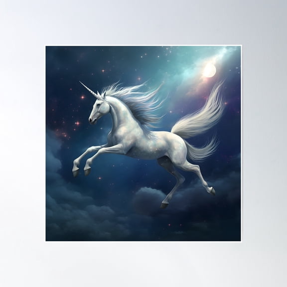 Unicorn With Night Sky Poster Wall Art, Modern Wall Decor, 16x16 UNFRAMED