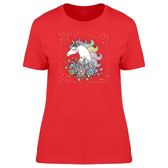 Unicorn With Wildflowers T-Shirt Women -Image by Shutterstock, Female Large