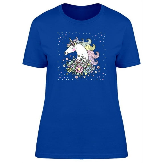 Unicorn With Wildflowers T-Shirt Women -Image by Shutterstock, Female Small