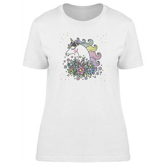 Unicorn With Wildflowers T-Shirt Women -Image by Shutterstock, Female Small