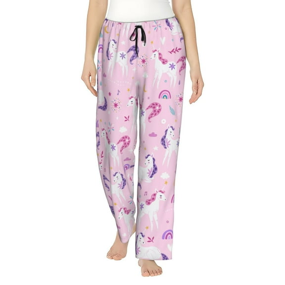 Unicorn Women's Comfy Pajama Pants With Pockets,Soft Stretch Drawstring Lounge Pants, Soft Casual Wide Leg Pjs Sleep Bottoms Medium