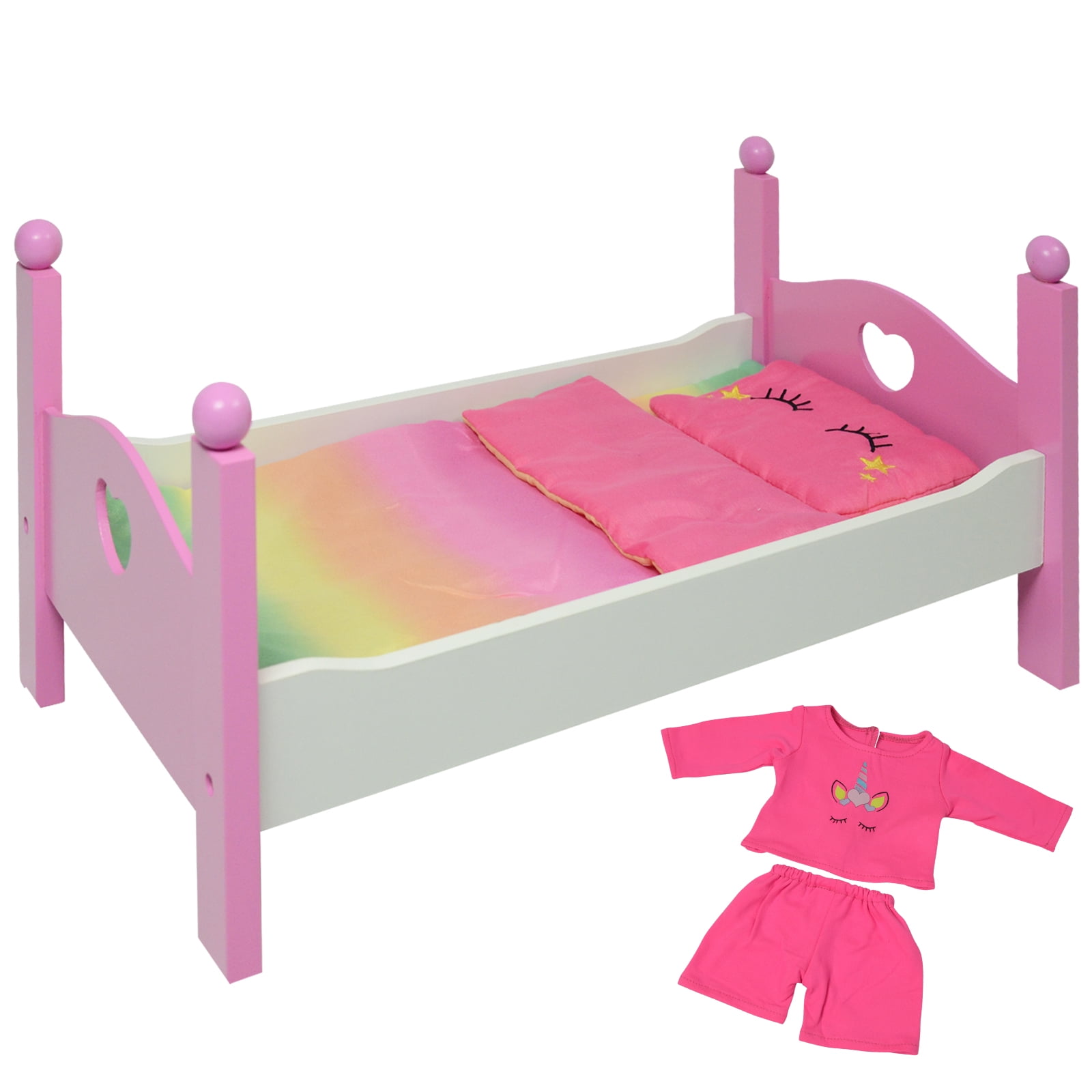 Unicorn Wooden Doll Bed Fits 18 inch and American Girl Dolls