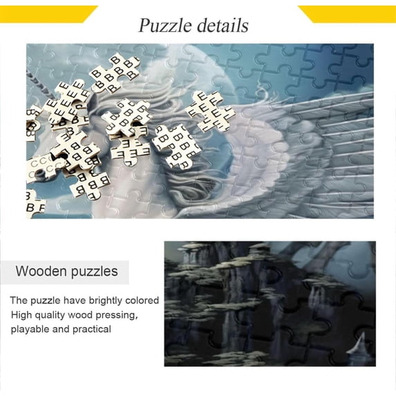Unicorn Wooden Jigsaw Puzzles, Intellectual Entertainment Educational Puzzles Fun Family Game Creative Gift for Friends Parents Grandparents, 1000 Pieces