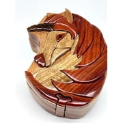 Unicorn Wooden Puzzle Box - All-Natural Wood Intarsia Art - Handcrafted with Secret Compartment