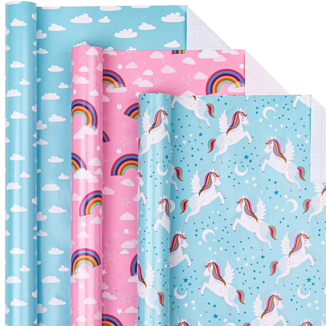 Birthday Wrapping Paper 4 Pack 100 sq.ft. Total Unicorn – WrapaholicGifts