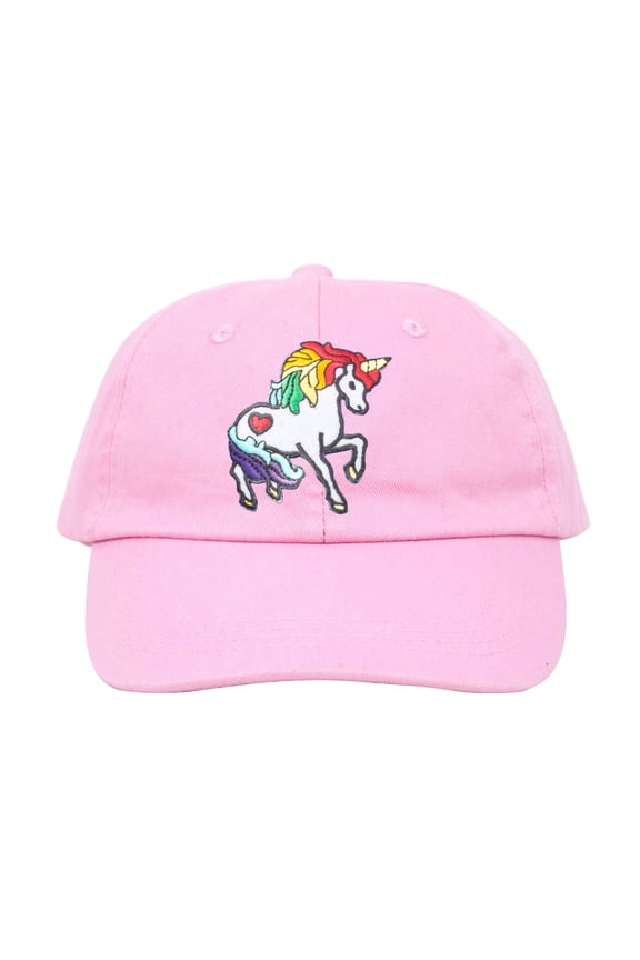 Unicorn Youth Sized Adjustable Baseball Hat, Pink