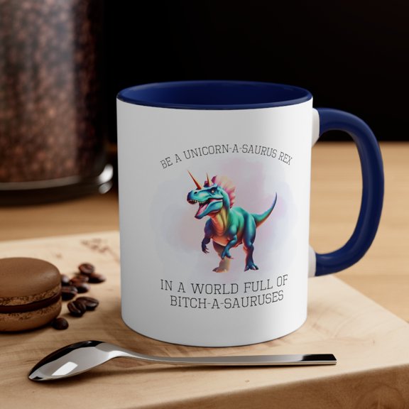 Unicorn-a-Saurus Coffee Tea Mug, Mythical Dinosaur Creature Fantasy Gift