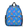 thumbnail image 1 of Unicorn and Blue Pattern Backpack for School, Cute School Bag with Adjustable Shoulder Straps and Padded Back, 13.8"x11.4"x6", 1 of 5