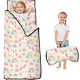 thumbnail image 1 of Unicorn and Butterfly Beige Pattern Teens Toddler Nap Mat with Pillow, Sleeping Mat Bag for Preschool Daycare 59"x22", 1 of 6