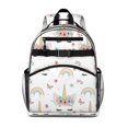 thumbnail image 1 of Unicorn and Butterfly White Pattern Backpack for School, Cute School Bag with Adjustable Shoulder Straps and Padded Back, 15.25"x11.5"x5.25", 1 of 5