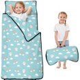 thumbnail image 1 of Unicorn and Cat Blue Pattern Teens Toddler Nap Mat with Pillow, Sleeping Mat Bag for Preschool Daycare 51"x22", 1 of 6