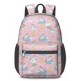 thumbnail image 1 of Unicorn and Cloud Pink Pattern 17" Waterproof Oxford School Backpacks for Teens, S-Shape Padded Straps, for School, Travel, Hiking, Camping, 1 of 5
