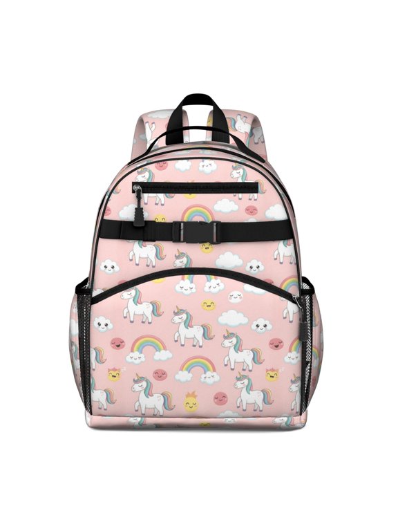 Unicorn and Cloud Pink Pattern Cute School Backpack Bag for School with Padded Back and Adjustable Shoulder Straps 15.25"x11.5"x5.25"