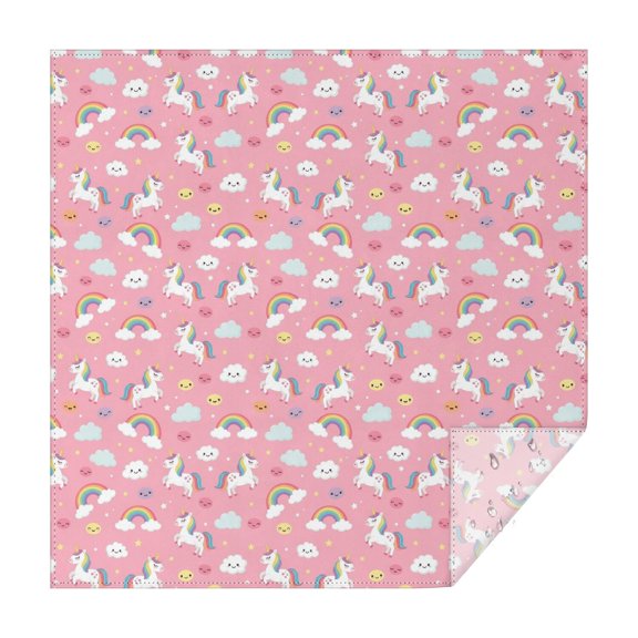 Unicorn and Cloud Pink Pattern Square Tablecloth, Waterproof Wipeable Spillproof Washable Table Cover for Home Kitchen Party and Daily Decor 60"x60"
