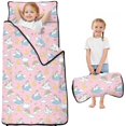 thumbnail image 1 of Unicorn and Cloud Pink Pattern Teens Toddler Nap Mat with Pillow, Sleeping Mat Bag for Preschool Daycare 51"x22", 1 of 6