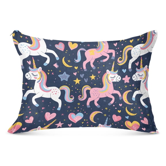 Unicorn and Colorful Heart Plush Pillow Cases Standard Size Ultra Soft Warm Pillowcases with Zipper 20"x26"