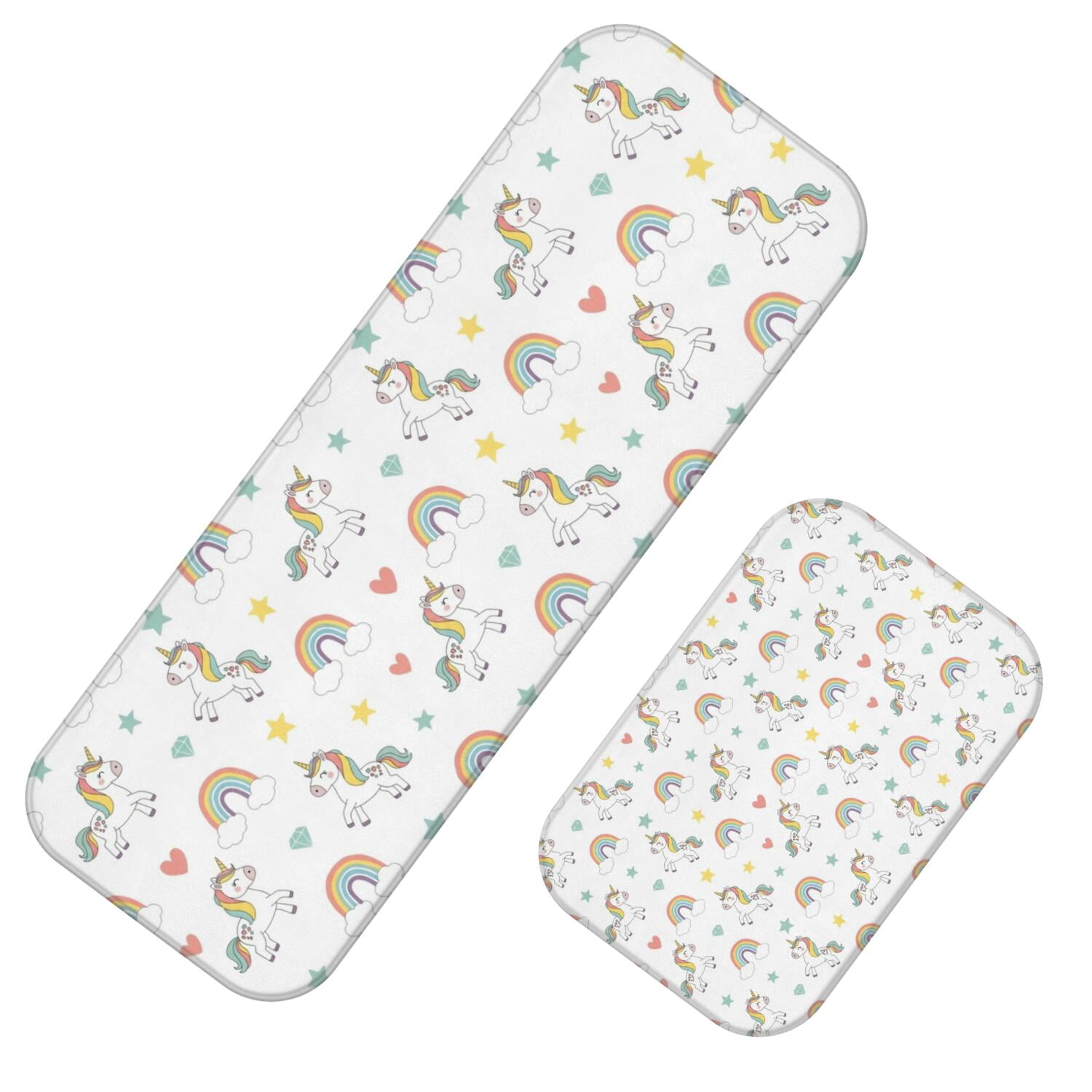 White Rug With Diamond Pattern Unicorn and Diamond White Pattern 2 Piece Flannel Bathroom Rug Set ...