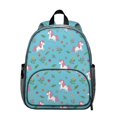 thumbnail image 1 of Unicorn and Flower Blue Pattern Backpack for School, Cute School Bag with Adjustable Shoulder Straps and Padded Back, 13.8"x11.4"x6", 1 of 5