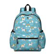 thumbnail image 1 of Unicorn and Flower Blue Pattern Cute School Backpack with Padded Back and Adjustable Shoulder Straps 13.4"x11"x4.7", 1 of 5