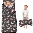 thumbnail image 1 of Unicorn and Flower Grey Pattern Teens Toddler Nap Mat with Pillow, Sleeping Mat Bag for Preschool Daycare 60"x20", 1 of 6