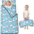 thumbnail image 1 of Unicorn and Head Blue Pattern Teens Toddler Nap Mat with Pillow, Sleeping Mat Bag for Preschool Daycare 51"x22", 1 of 6