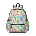 thumbnail image 1 of Unicorn and Head Pink Pattern Cute School Backpack with Padded Back and Adjustable Shoulder Straps 13.4"x11"x4.7", 1 of 5