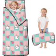thumbnail image 1 of Unicorn and Heart Pink Pattern Teens Toddler Nap Mat with Pillow, Sleeping Mat Bag for Preschool Daycare 59"x22", 1 of 6