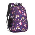 thumbnail image 1 of Unicorn and Heart Purple Pattern Backpack for School, Cute School Bag with Adjustable Shoulder Straps and Padded Back, 16.9"x12.6"x5.9", 1 of 5