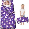thumbnail image 1 of Unicorn and Heart Purple Pattern Teens Toddler Nap Mat with Pillow, Sleeping Mat Bag for Preschool Daycare 50"x20", 1 of 6