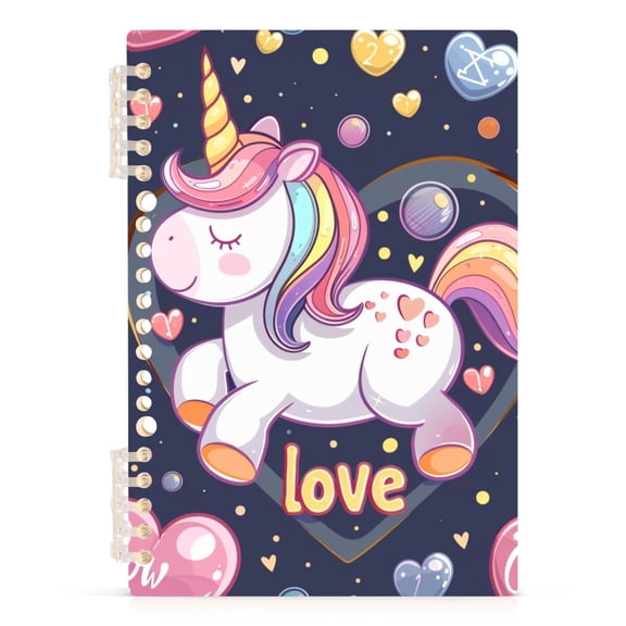 Unicorn and Heart Spiral Journal Notebook College Ruled Notebook 8.3" x 5.7" A5 Lined Thick Paper Page