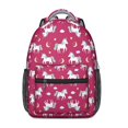 thumbnail image 1 of Unicorn and Moon Red Pattern Backpack for School, Cute School Bag with Adjustable Shoulder Straps and Padded Back, 15.3"x11"x6.7", 1 of 5