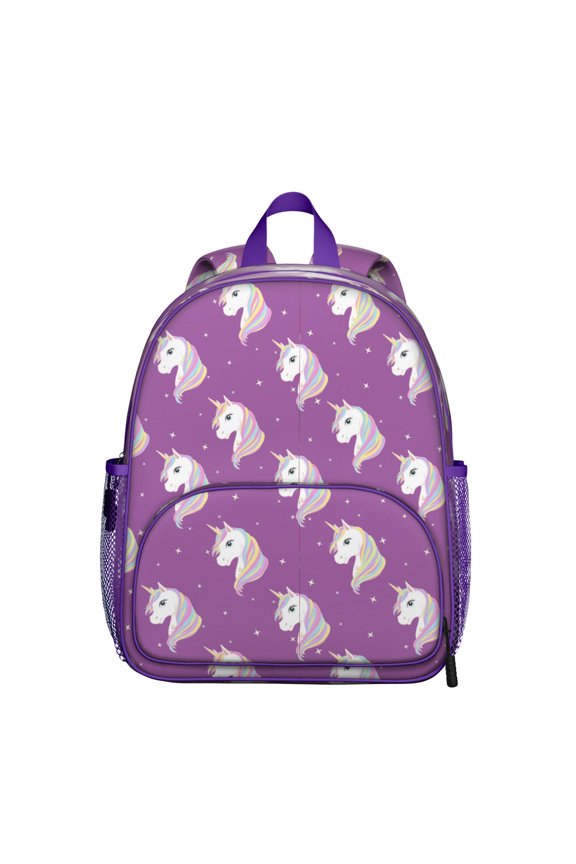 Unicorn and Moon Student Backpack – Dreamy Galaxy Theme with Cute Baby Unicorn Pattern, Rainbow and Cloud Print