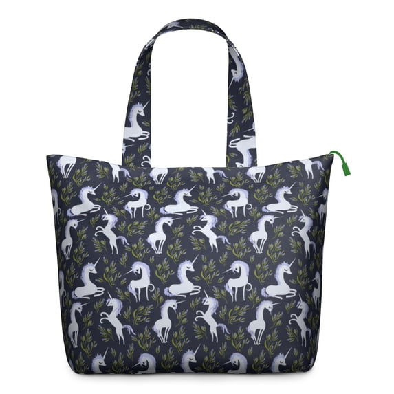 Unicorn and Moon Travel Duffel Bag for Women, Cute Rainbow Watercolor Print Weekender Tote with Clouds and Fantasy Stars, Artistic Carry-on
