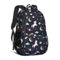 thumbnail image 1 of Unicorn and Planet Black Pattern Backpack for School, Cute School Bag with Adjustable Shoulder Straps and Padded Back, 16.9"x12.6"x5.9", 1 of 5