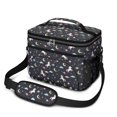 thumbnail image 1 of Unicorn and Planet Black Pattern Insulated Lunch Box for Women Men, Medium Leakproof Cooler Bag with Adjustable Strap, 10"x6.7"x8", 1 of 6