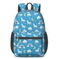thumbnail image 1 of Unicorn and Rainbow Blue Pattern 17" Waterproof Oxford School Backpacks for Teens, S-Shape Padded Straps, for School, Travel, Hiking, Camping, 1 of 5