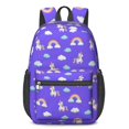 thumbnail image 1 of Unicorn and Rainbow Purple Pattern 17" Waterproof Oxford School Backpacks for Teens, S-Shape Padded Straps, for School, Travel, Hiking, Camping, 1 of 5
