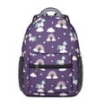 thumbnail image 1 of Unicorn and Rainbow Purple Pattern Backpack for School, Cute School Bag with Adjustable Shoulder Straps and Padded Back, 15.3"x11"x6.7", 1 of 5