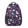 thumbnail image 1 of Unicorn and Rainbow Purple Pattern Backpack for School, Cute School Bag with Adjustable Shoulder Straps and Padded Back, 15.3"x11"x6.7", 1 of 5