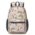 thumbnail image 1 of Unicorn and Star Beige Pattern 17" Waterproof Oxford School Backpacks for Teens, S-Shape Padded Straps, for School, Travel, Hiking, Camping, 1 of 5